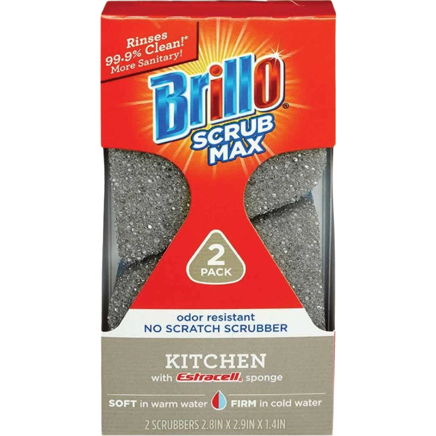Advanced Brillo Scrub Max Kitchen Scrub Sponges 2-Count Smooth