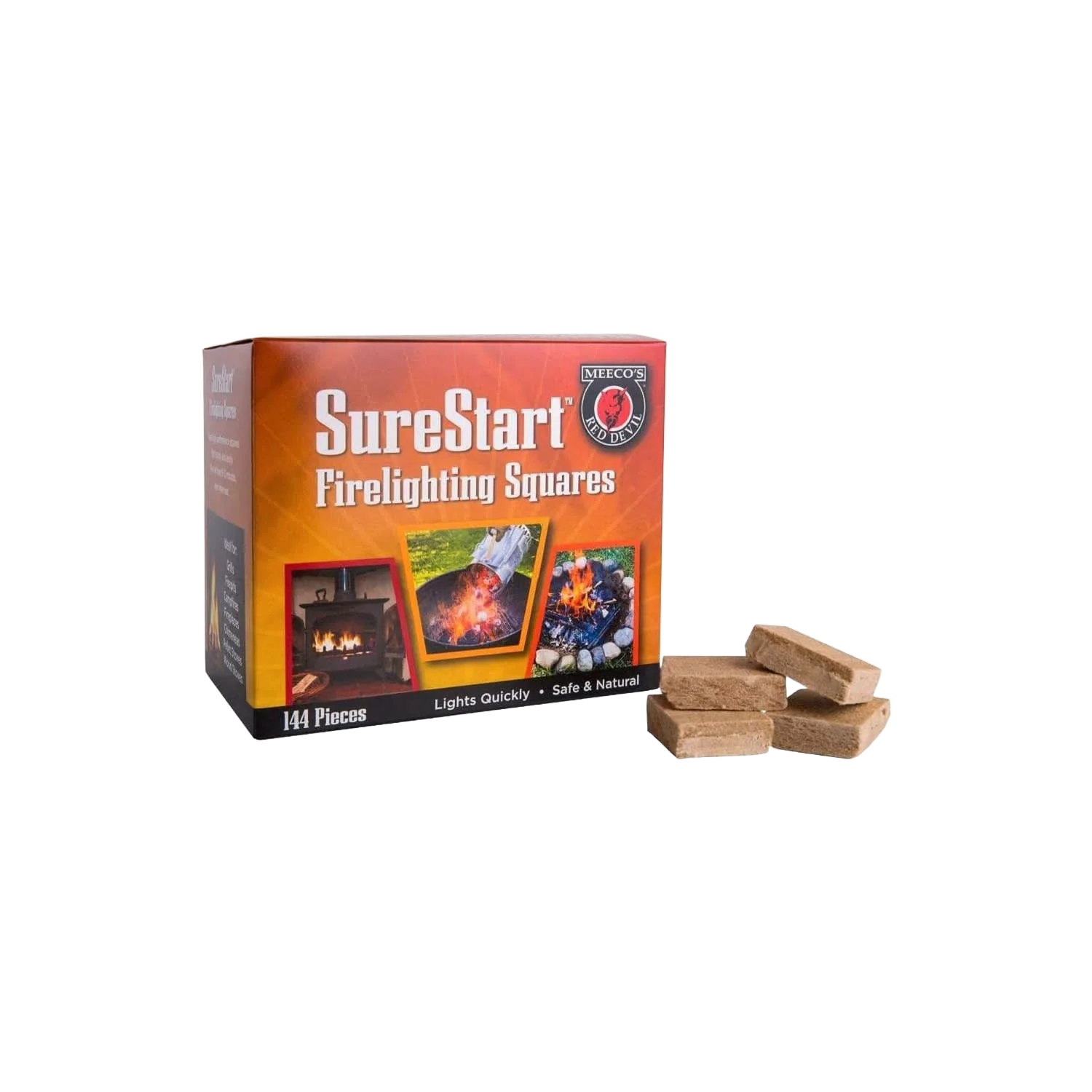 Eco-Friendly Meeco’s Red Devil SureStart Fire Starter Squares 144 Pack Fast