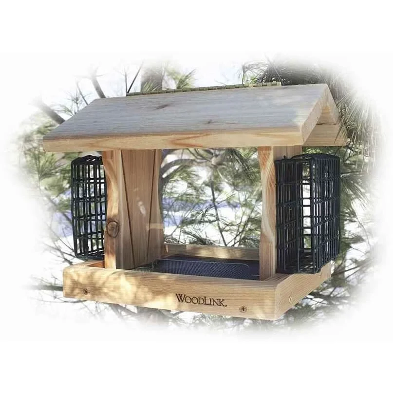 Sophisticated WoodLink Cedar Bird Feeder with 2 Suet Cages Soft