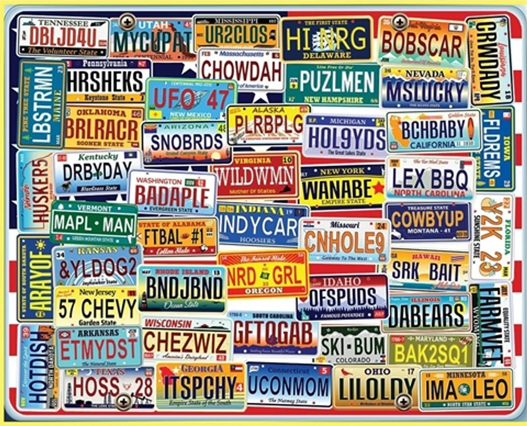 Minimalist White Mountain Vanity Plates Puzzle 1000 Pieces Lightweight