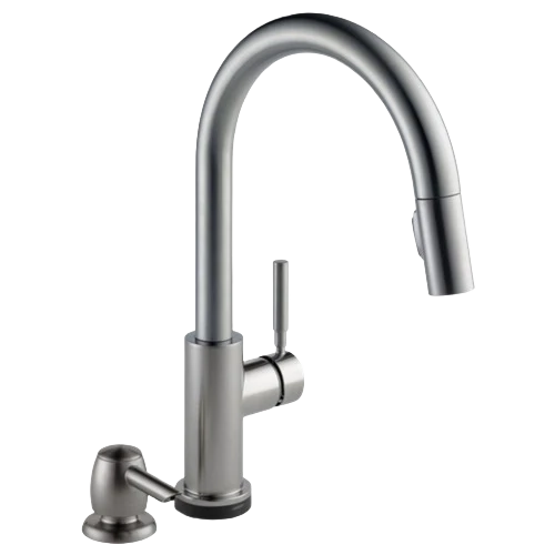 Easy-to-Use Delta Trask Spotshield Stainless Single Handle Kitchen Faucet with Touch 2O Pure