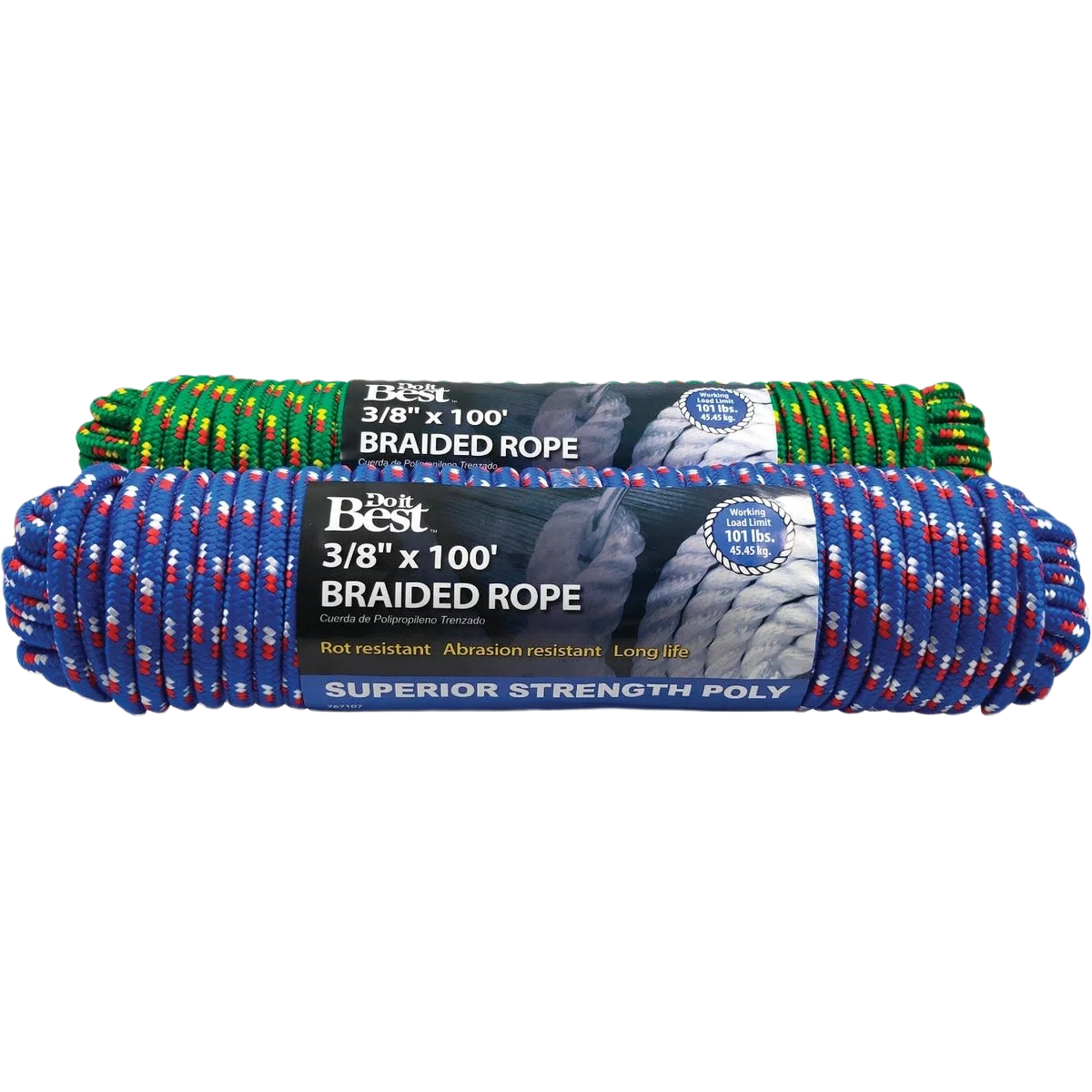 Sophisticated Do it Assorted Colors Double Braided Polypropylene Packaged Rope 3 8 In. x 100 Ft. Recyclable