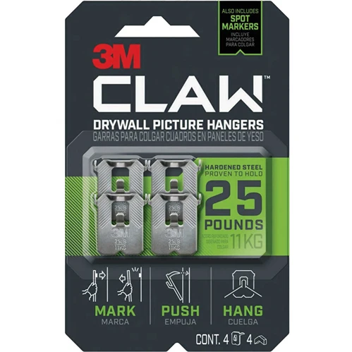 Fashionable 3M Claw Drywall Picture Hanger 25 lb 4-Pack Excellent