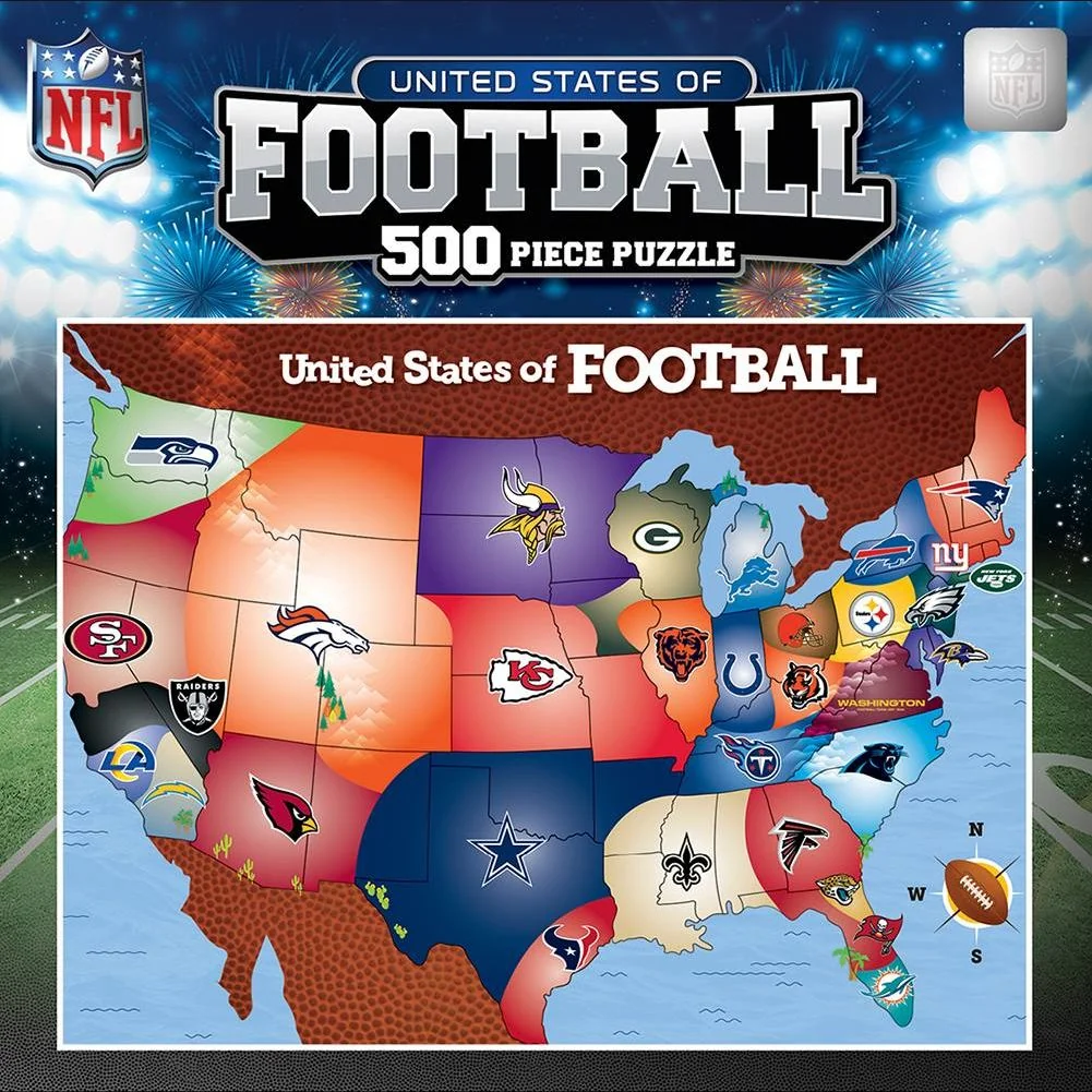 Minimalist MasterPieces NFL Football Map Jigsaw Puzzle 500 Pieces Verified