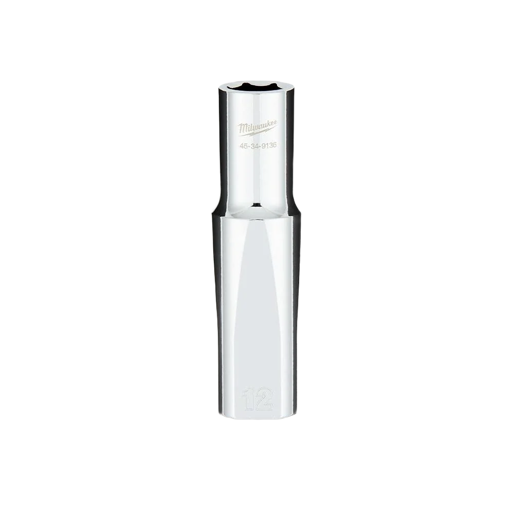 Smart Milwaukee 1 2 Drive 12-mm Deep Socket w FOUR FLAT™ Sides Smooth