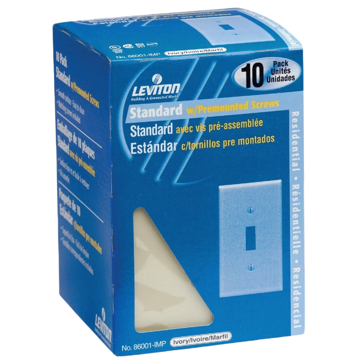 Long-Lasting Leviton 1-Gang Plastic Toggle Switch Wall Plate Ivory 10-Pack Artisan