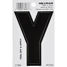 Recyclable Hillman 3 in. Black Vinyl Die Cut Peel Off Sticker Letter Y Exceptional