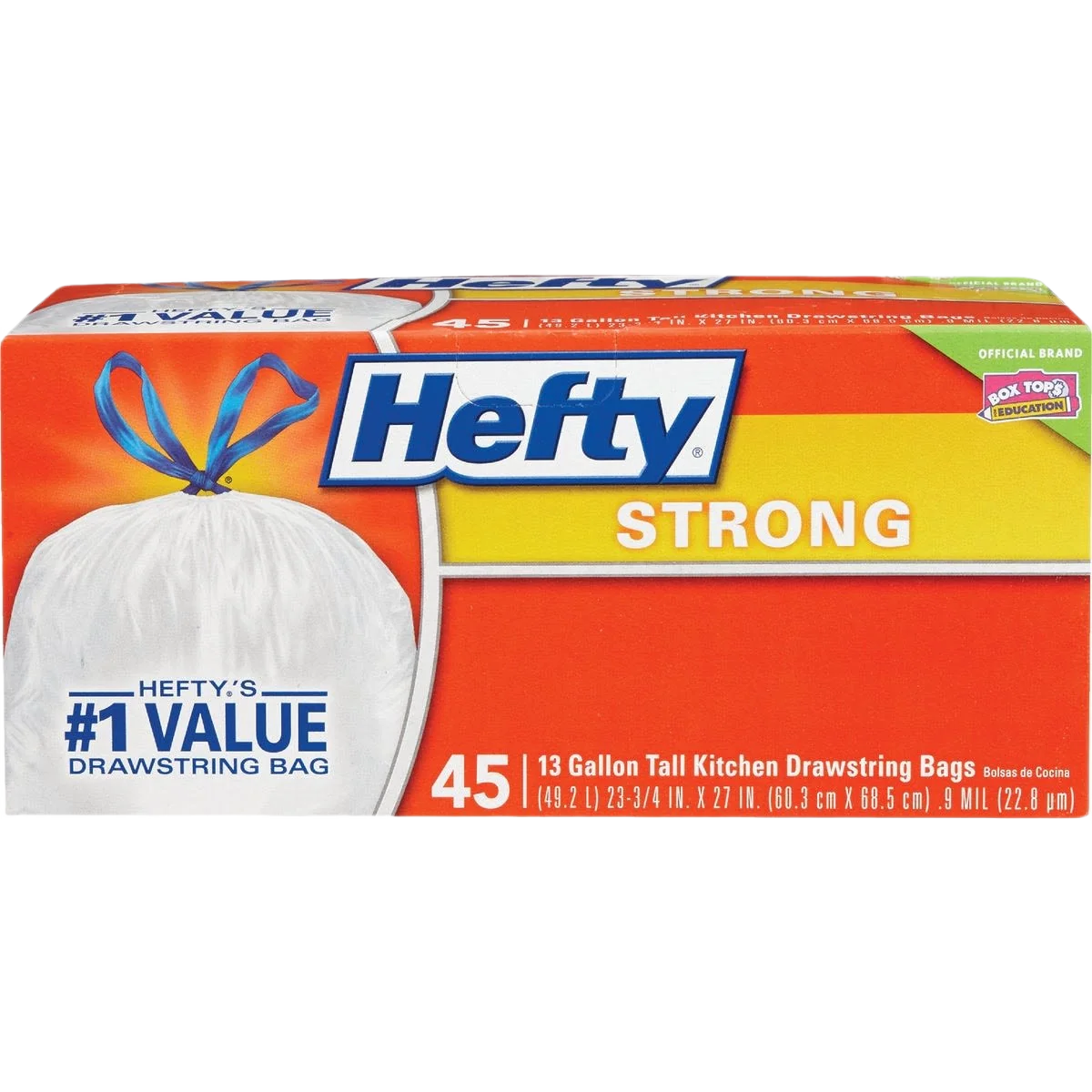 Efficient Hefty Strong 13 Gallon Tall Kitchen White Trash Bags 45-Count Traditional