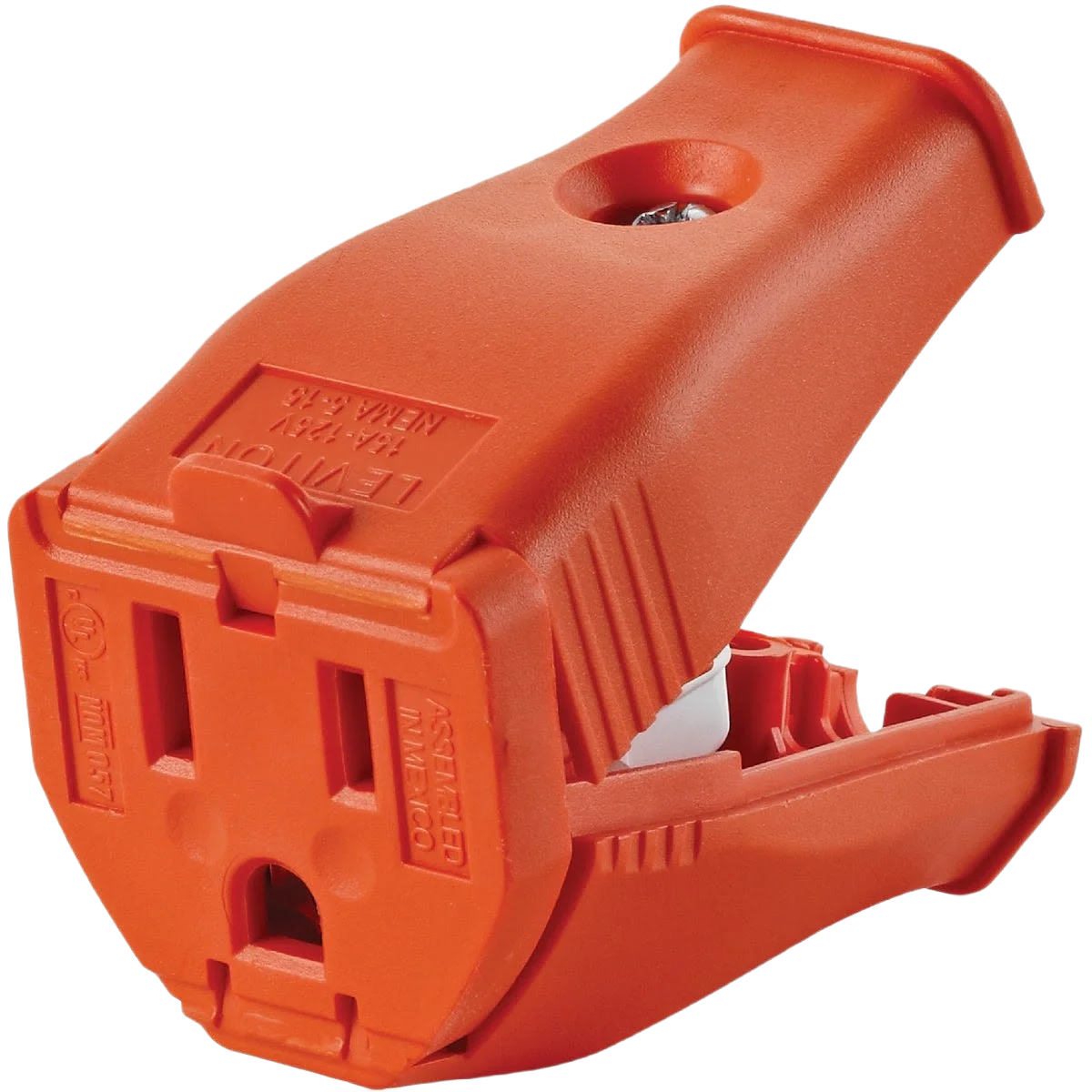 Pure Leviton 15 Amp Orange Clamp Tight Cord Connector Organic