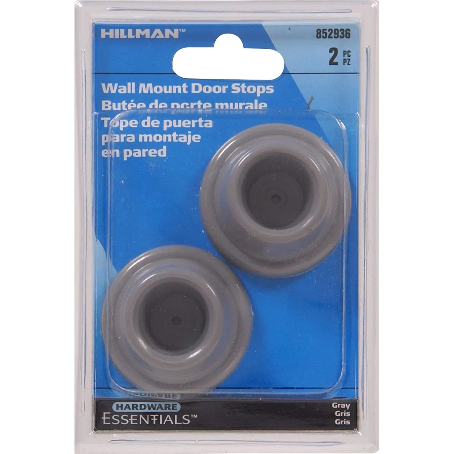 Top-Quality Hillman Gray Self Adhesive Plastic Wall Mount Stop 1-7 8 in. Excellent