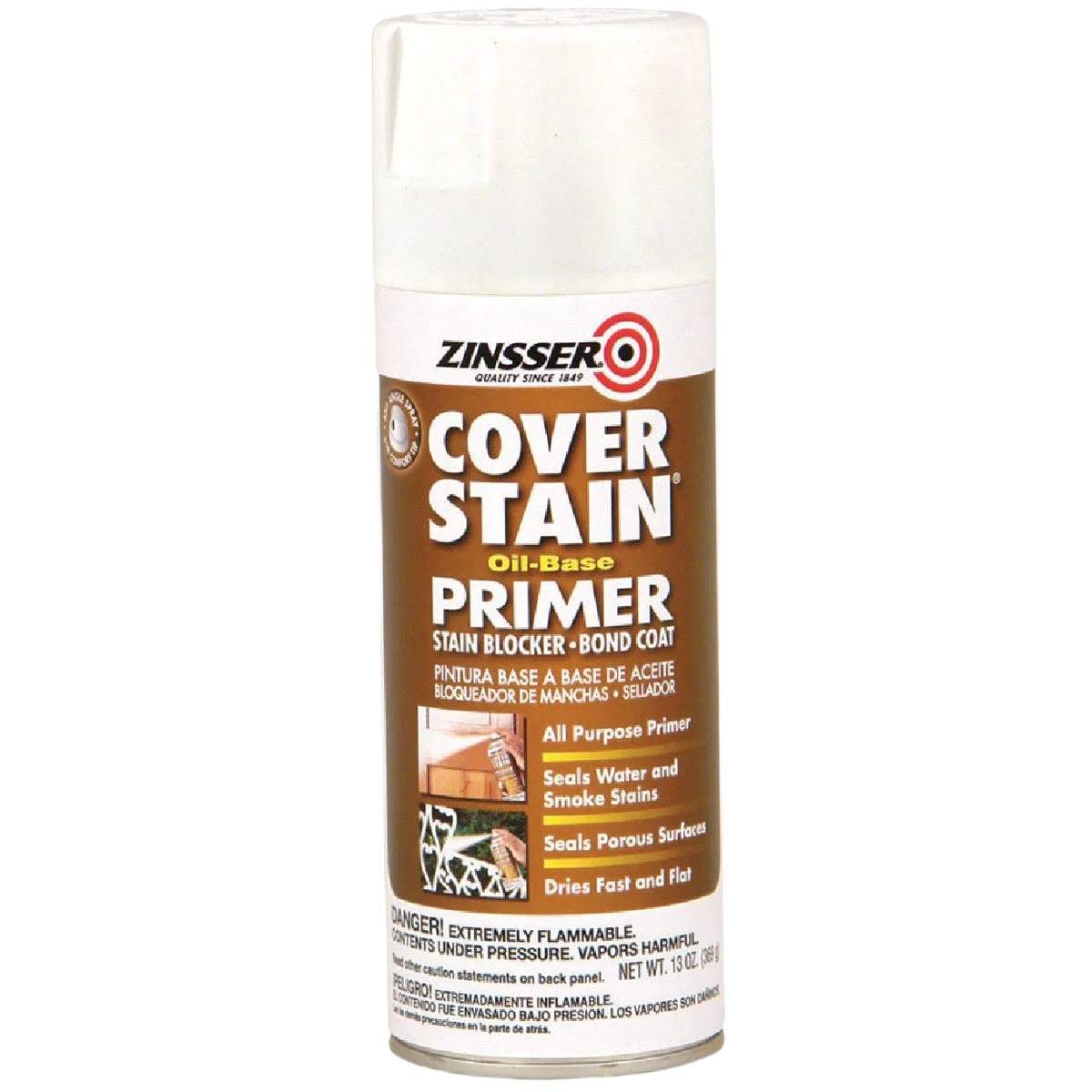 Fashionable Zinsser Cover-Stain White Oil Base Primer Spray 13 oz. Top-Quality