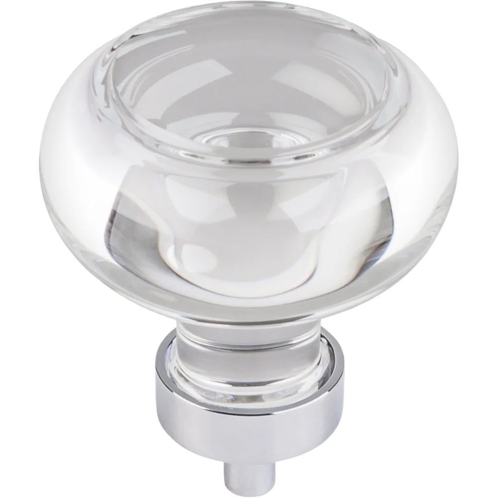Certified Hardware Resources Glass Button Knob Polished Chrome Solid