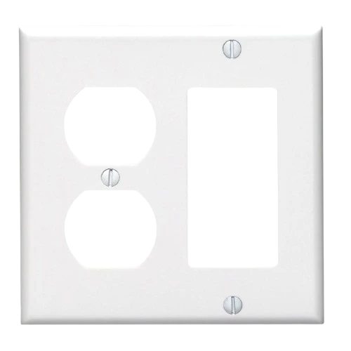 Fine Crafted Leviton 2-Gang Rocker Duplex White Outlet Wall Plate Recyclable