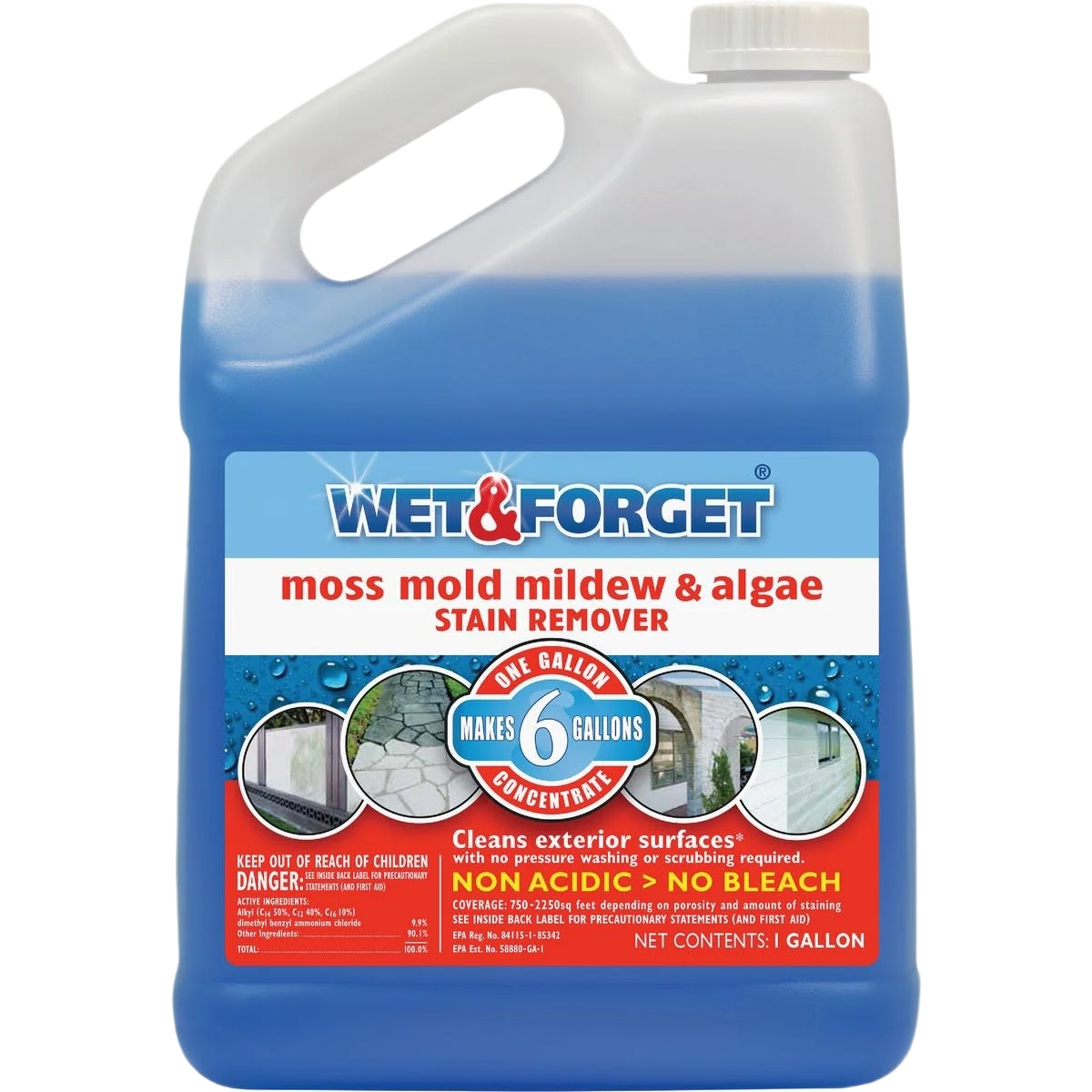 Selected Wet Forget Moss Mildew Algae Mold Stain Remover Gallon Easy-to-Use