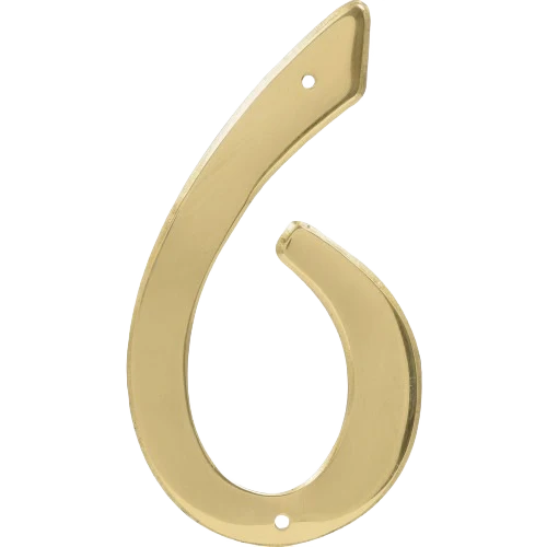 Secure Hillman 4-In. Nail-On Brass House Number 6 Exceptional