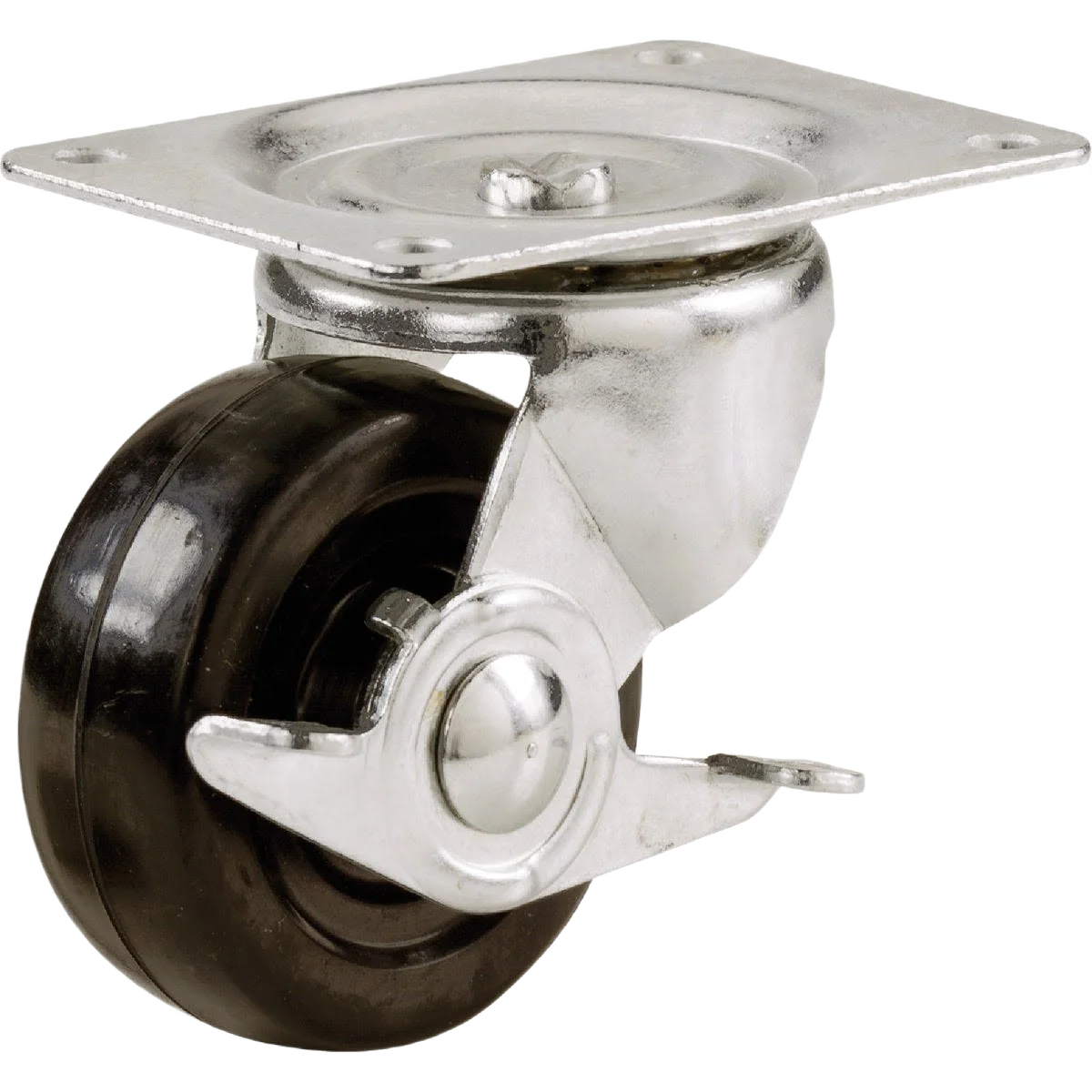Easy-to-Use Shepherd Hardware 2-1 2 Rubber General-Duty Swivel Plate Caster with Brake Durable