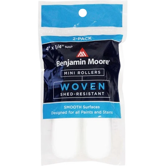 Breathable Benjamin Moore 4-In. Woven Mini Roller Cover with 1 4-In. Nap 2-Pack Excellent