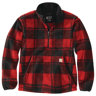Certified Carhartt XL Crabapple Men’s Black Loose Fit Fleece Quarter Zip Pullover Eco-Friendly