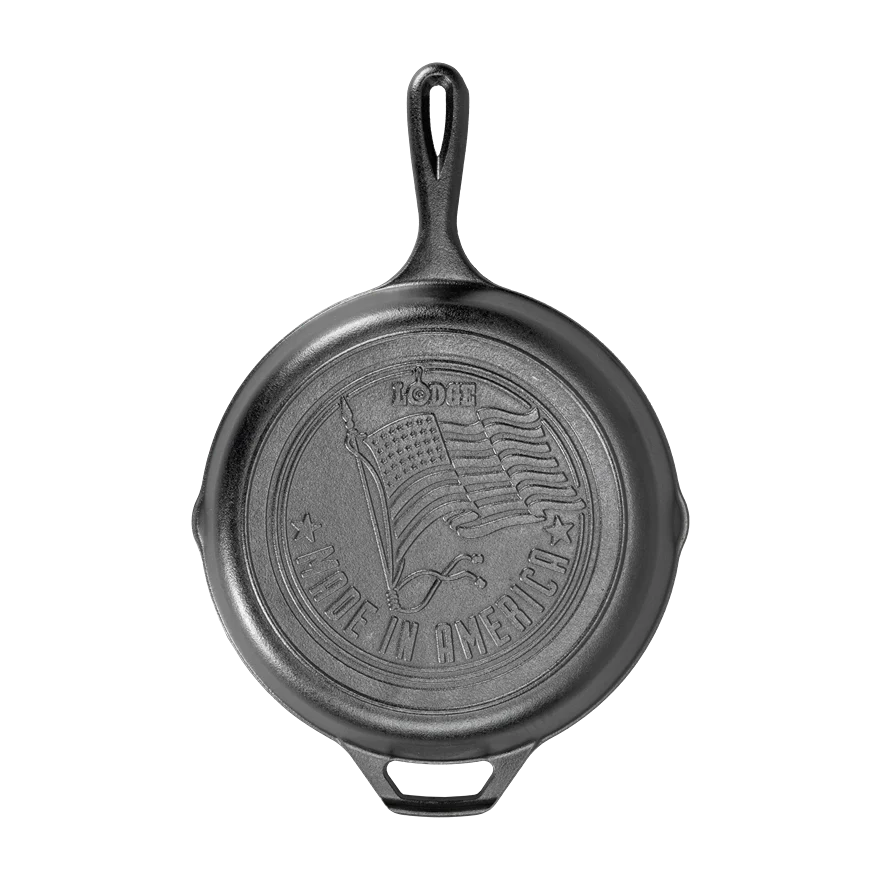 Original Design Lodge Seasoned Cast Iron American Flag Skillet 10.25 in. Top-Quality