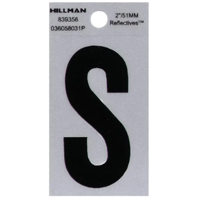 Effective Hillman 2 in. Black Silver Reflective Mylar Square Cut Sticker Letter S Eco-Friendly