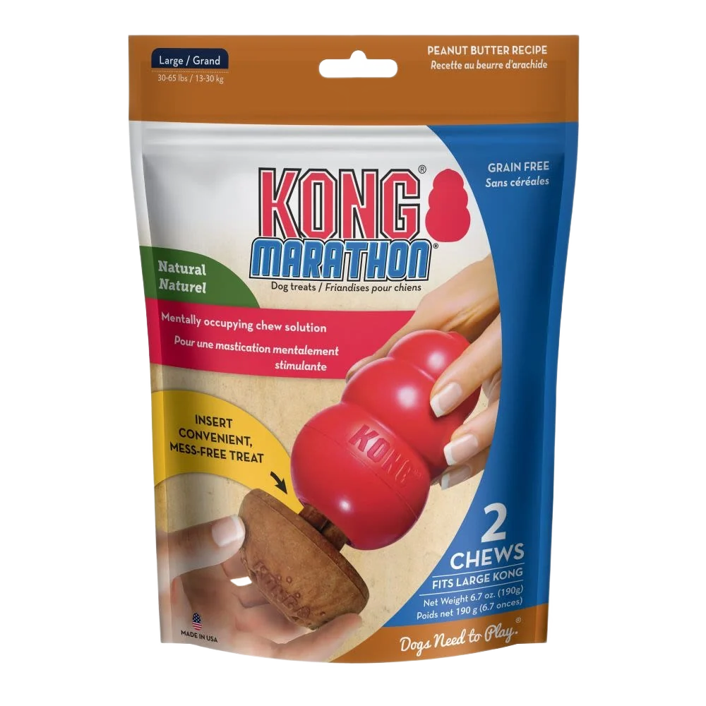 First-Class KONG Large Peanut Butter Marathon Chews 2-Pack Recyclable