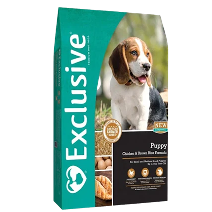 Pure Exclusive Chicken Brown Rice Puppy Dry Dog Food 5 lb. Green