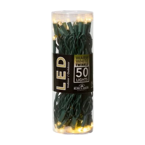 Environmentally Friendly Kurt S. Adler Warm White Twinkle LED Light Set 50 Lights Premium Material