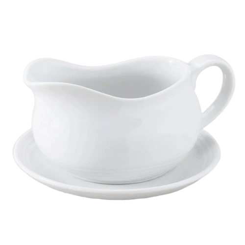 Stylish HIC Hotel Gravy Sauce Boat with Saucer Stand Exclusive