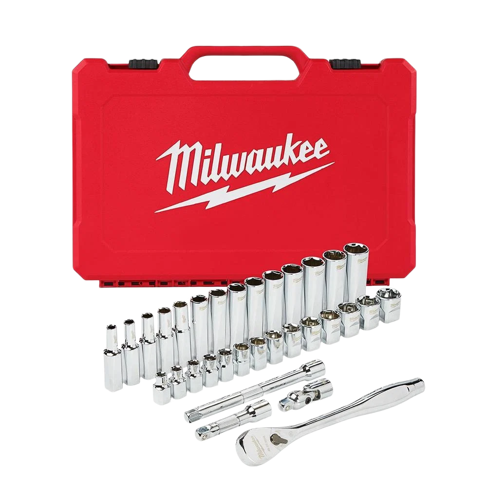 Convenient Milwaukee 32-PC 3 8 Drive Metric Ratchet Socket Set Proven