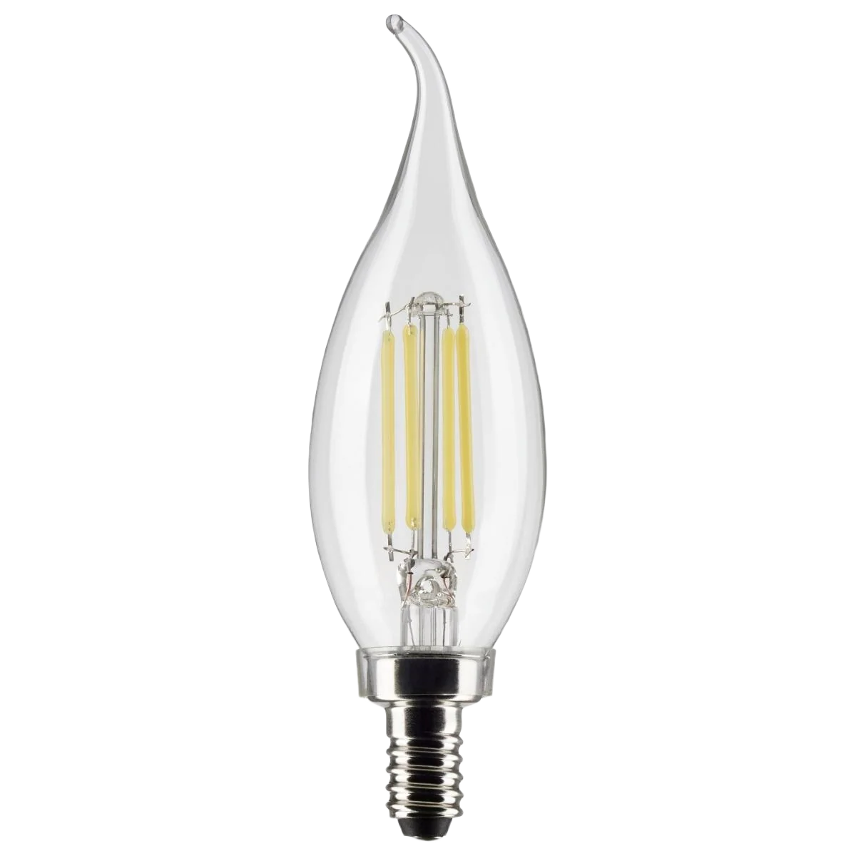 Fine Crafted Satco 4 Watt LED Candelabra Base Clear Cool White Light Bulb Reusable