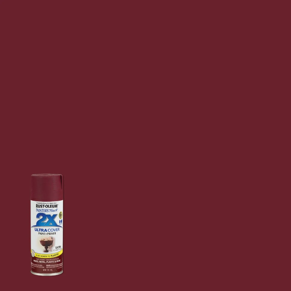Premium Material Rust-Oleum Painters’ Touch 2X Claret Wine Satin Spray Paint Primer 12 oz. Smooth