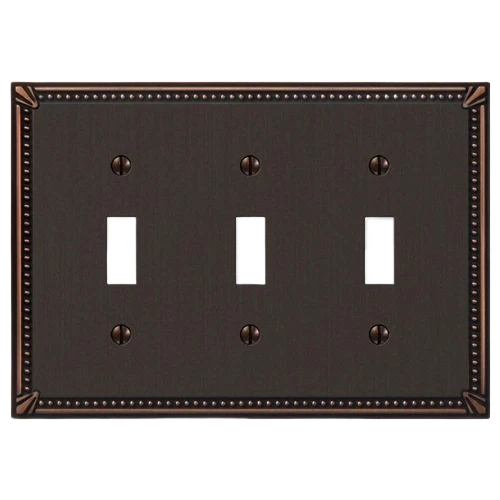 Relaxed Amerelle 3 Toggle Imperial Bead Antique Bronze Wallplate Secure
