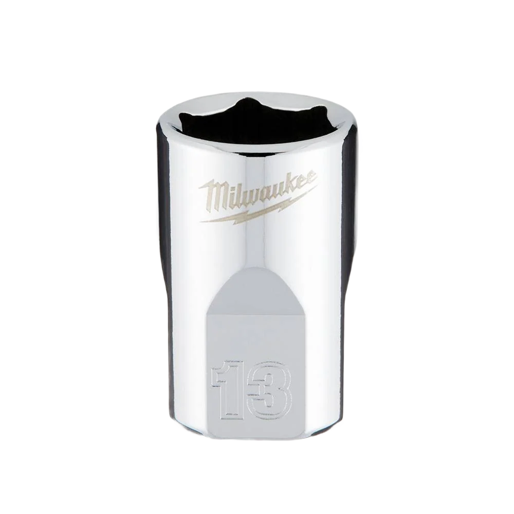 Premium Milwaukee 3 8 Drive 13-mm 6-Point Socket w FOUR FLAT™ Sides Casual