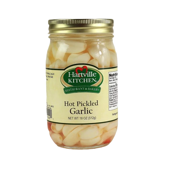 Professional Hartville Kitchen Hot Pickled Garlic 18 oz. Excellent