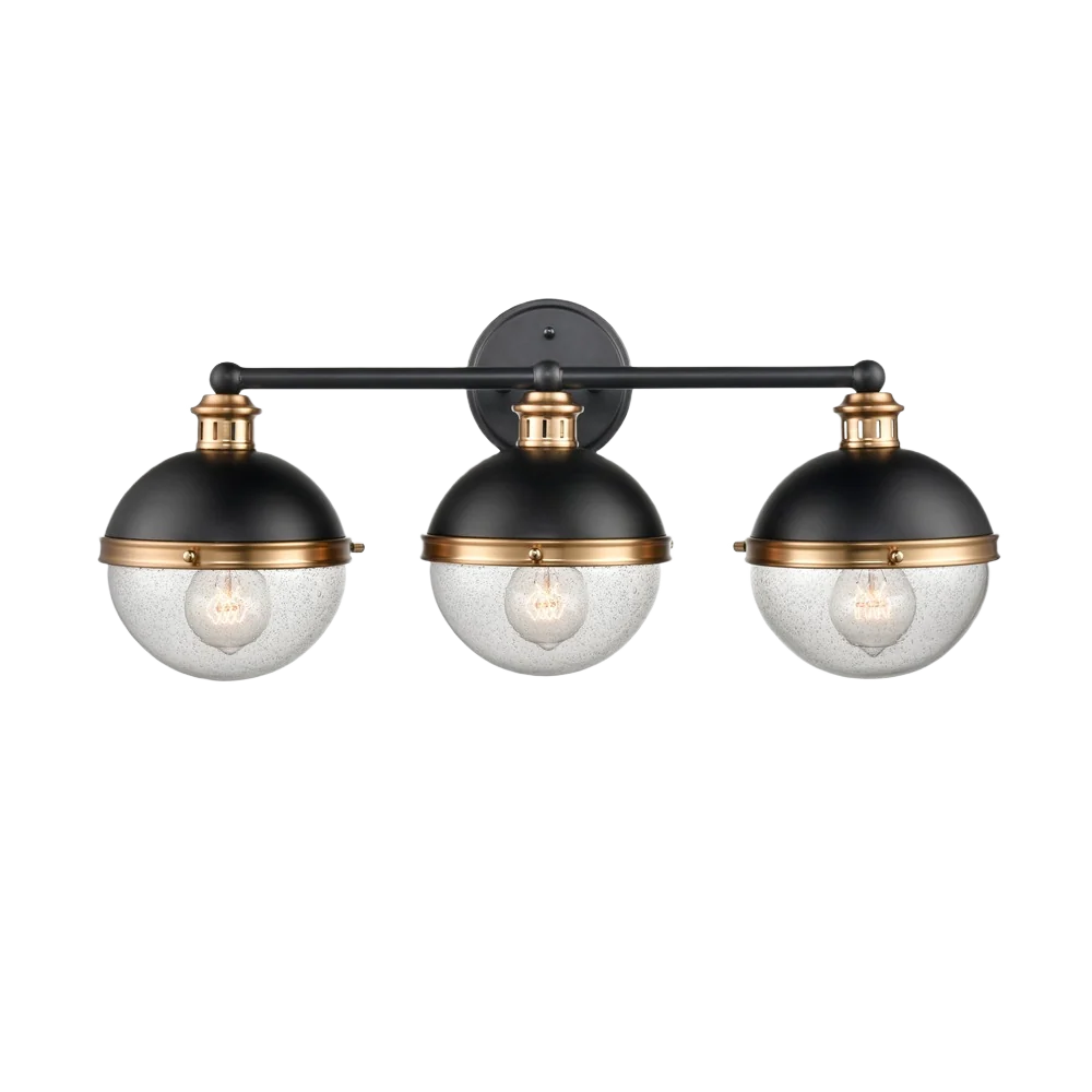 Clean Millennium Lighting Ellmira Matte Black Aged Brass Three Light Vanity 23.75 Responsible