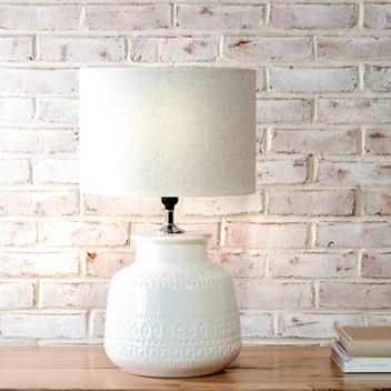 Contemporary PD Home and Garden White Striped Ceramic Lamp Next-Generation
