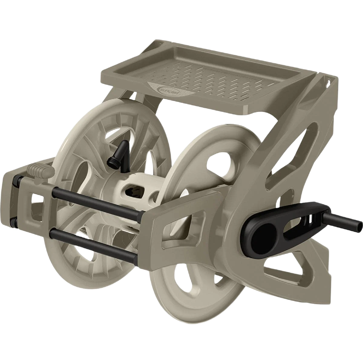 Smooth Suncast Slide Trak Hosemobile Taupe Resin Hose Reel 175 ft. Elite
