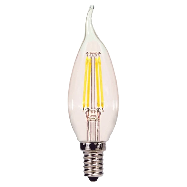 Premium Satco 4 Watt C11 LED Clear Candelabra Base Light Bulb Long-Lasting