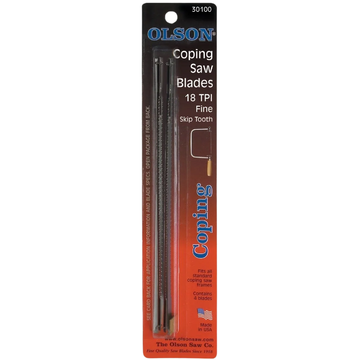 Elegant Olson 6-1 2 in. x 16 TPI Fine Coping Saw Blades 4-Pack Recyclable