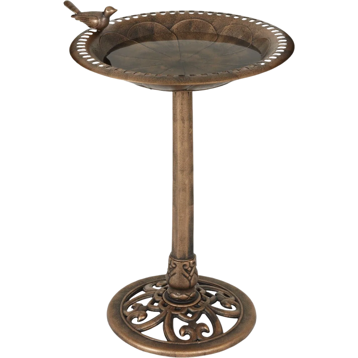 Versatile Garden Antique Bronze Decorative Pedestal Bird Bath 28 in. Smart