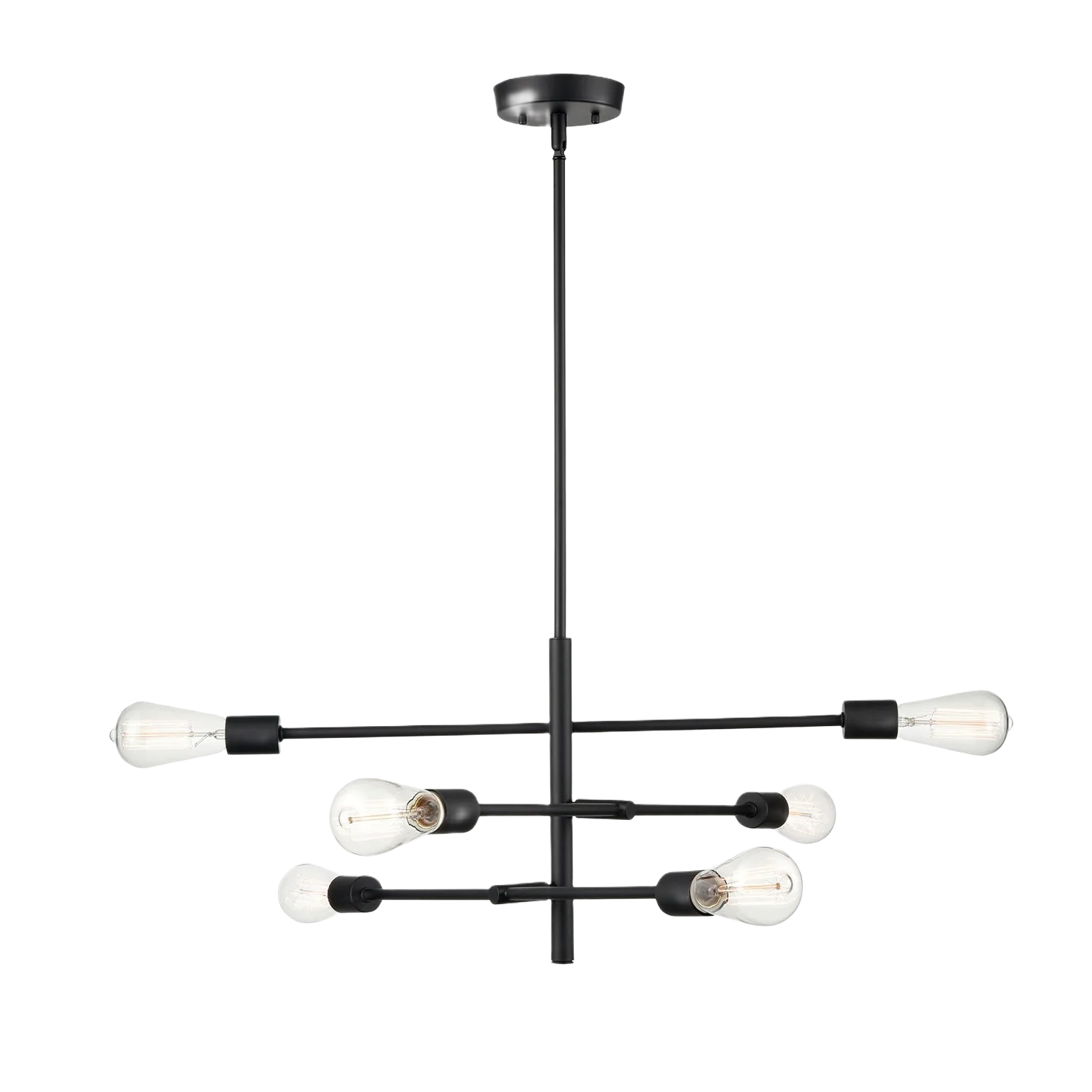 Classic Millennium Lighting Decco Matte Black 6 Light Pendant 74 in. Genuine