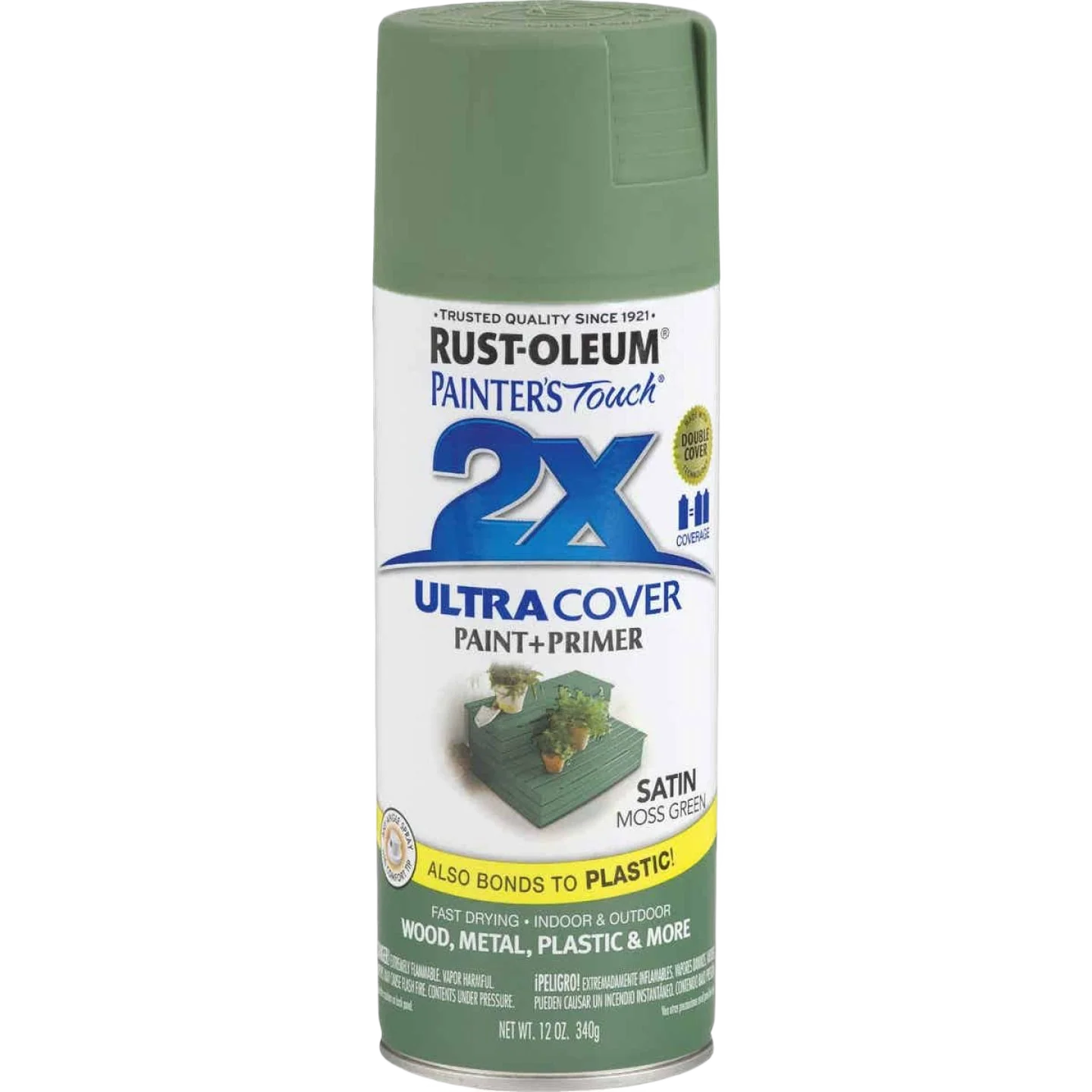 Safe Rust-Oleum Painters’ Touch 2X Moss Green Satin Spray Paint Primer 12 oz. Efficient