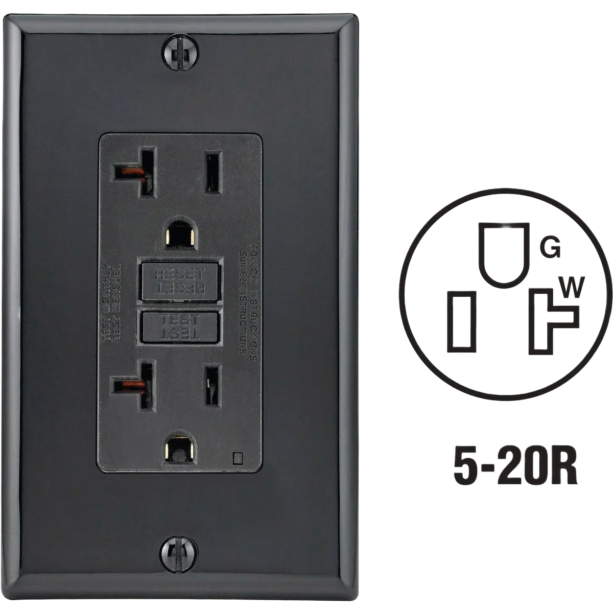 Soft Leviton SmartlockPro Self-Test Black Commercial Grade GFCI Outlet w Wall Plate Elegant