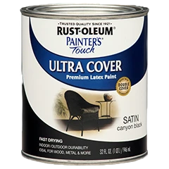 Professional Rust-Oleum Painters’ Touch Canyon Black Satin Ultra Cover Paint 1 Quart Prestigious