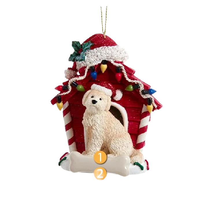 Environmentally Friendly Kurt S. Adler Personalized Goldendoodle with Dog House Ornament Traditional