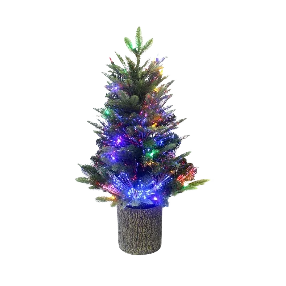 Prestigious Kurt S. Adler Fiber-Optic LED Northern Light Potted Tree 32 in. Top-Quality
