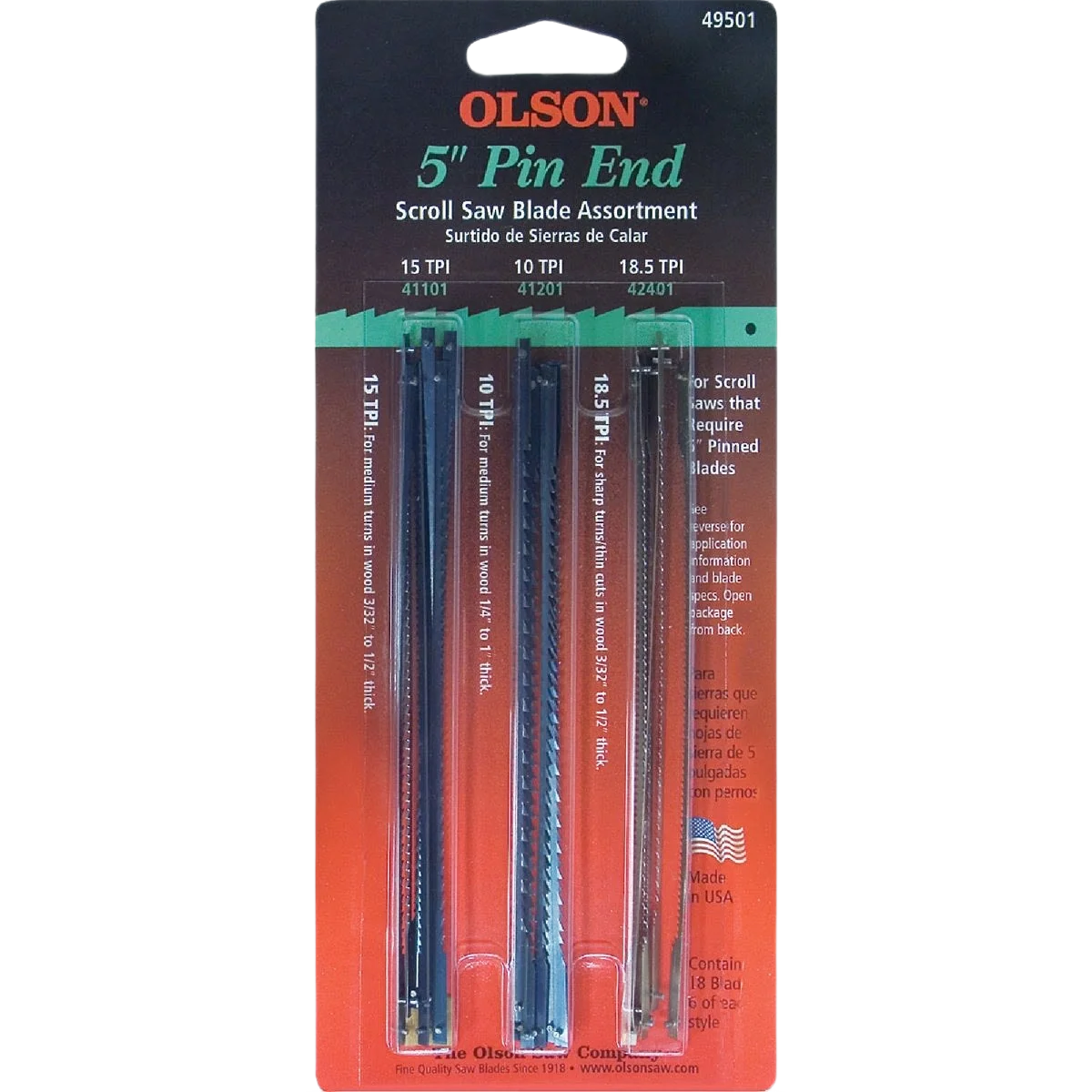 Fine Crafted Olson Pin End Scroll Saw Blade Assortment 18 Piece Minimalist