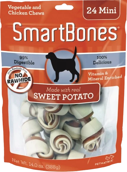 Clean SmartBones Mini Sweet Potato Chews for Dogs 24-Pack Easy-to-Use