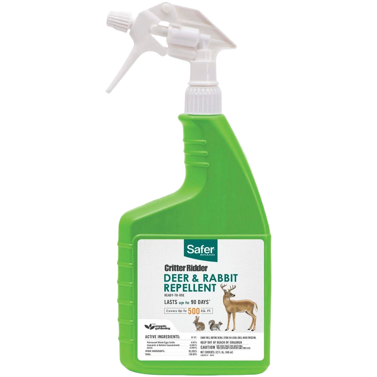 Certified Safer 32 Oz. Ready To Use Organic Deer Rabbit Squirrel Repellent Excellent