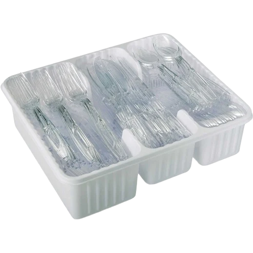 High-End Diamond Clear Plastic Cutlery Set 192-Piece Exceptional